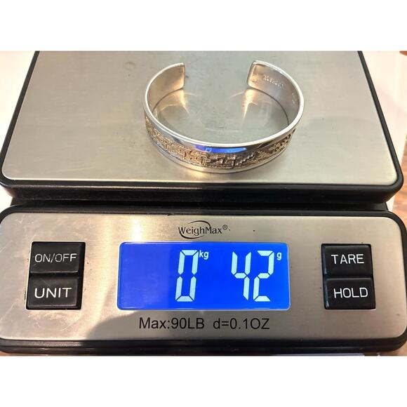 Navajo Signed Tommy Jackson Sterling , 14k Gold Overlay Design Cuff Bracelet 42g - Picture 14 of 14